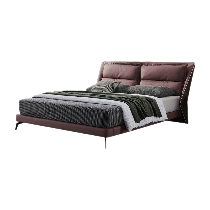 【七夕礼遇季】简奢表情 床2米x2米2意式轻奢真皮现代简约2米大床主卧床2.2米大床 【床】 1500mm*2000mm  支架结构