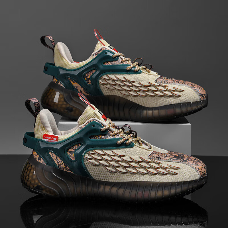 yzlds品牌国潮椰子鞋男士高帮运动男鞋百搭篮球跑鞋增高国风老爹潮鞋