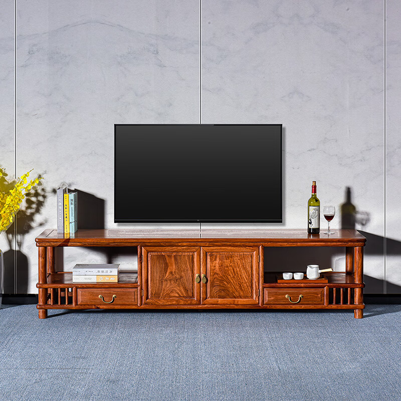 刺猬紫檀)全实木电视柜新中式落地影视柜花梨木柜置物柜 200电视柜 长