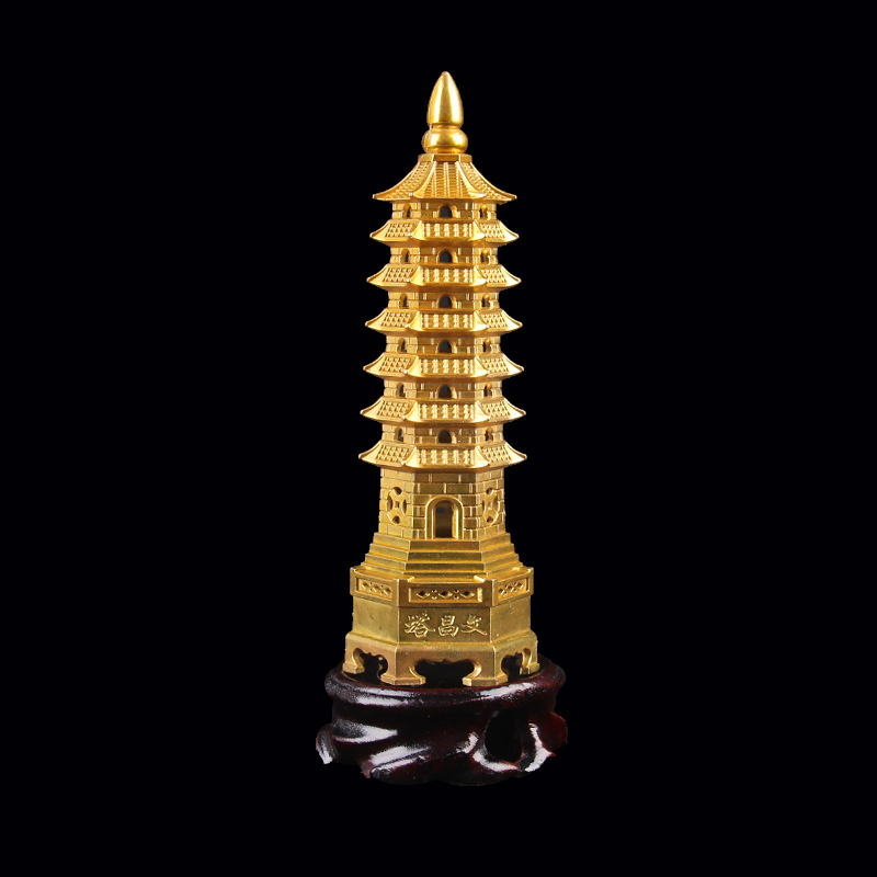 泰山慈航阁铜文昌塔摆件七层九层十三层书桌铜塔 a款:七层高17.