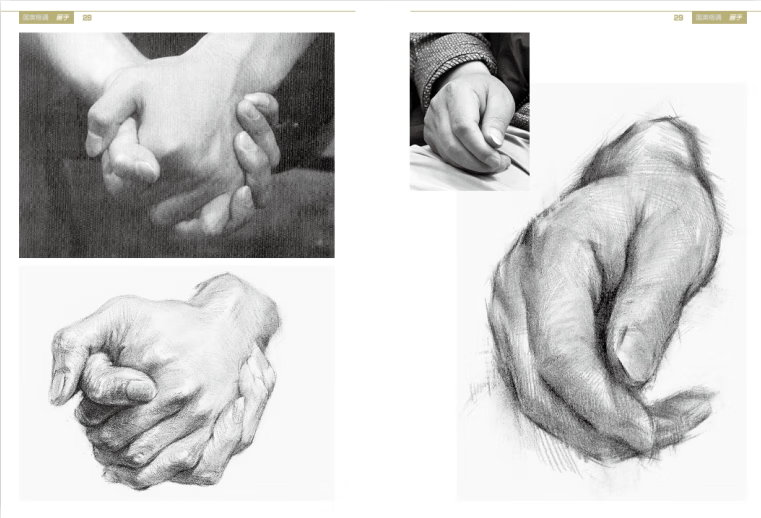 国美格调 画手 素描手部结构临摹本 沈盈平著正版素描手部写生临摹画