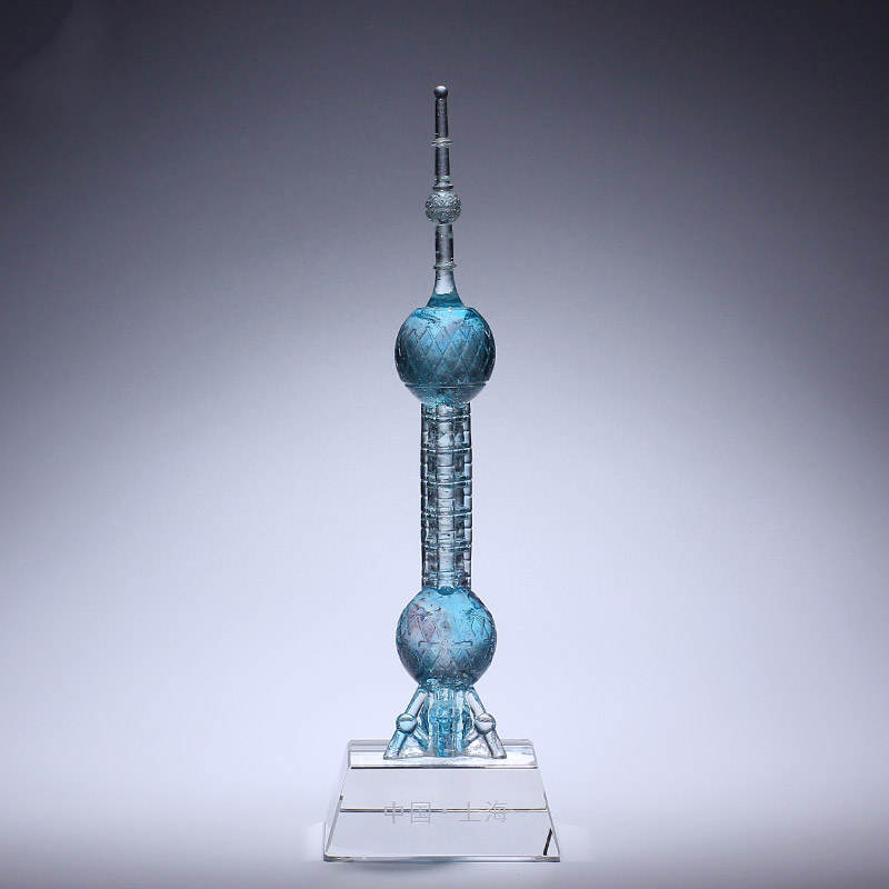 木卫水晶工艺品定制上海东方明珠塔模型旅游纪念品琉璃工艺品高端摆件
