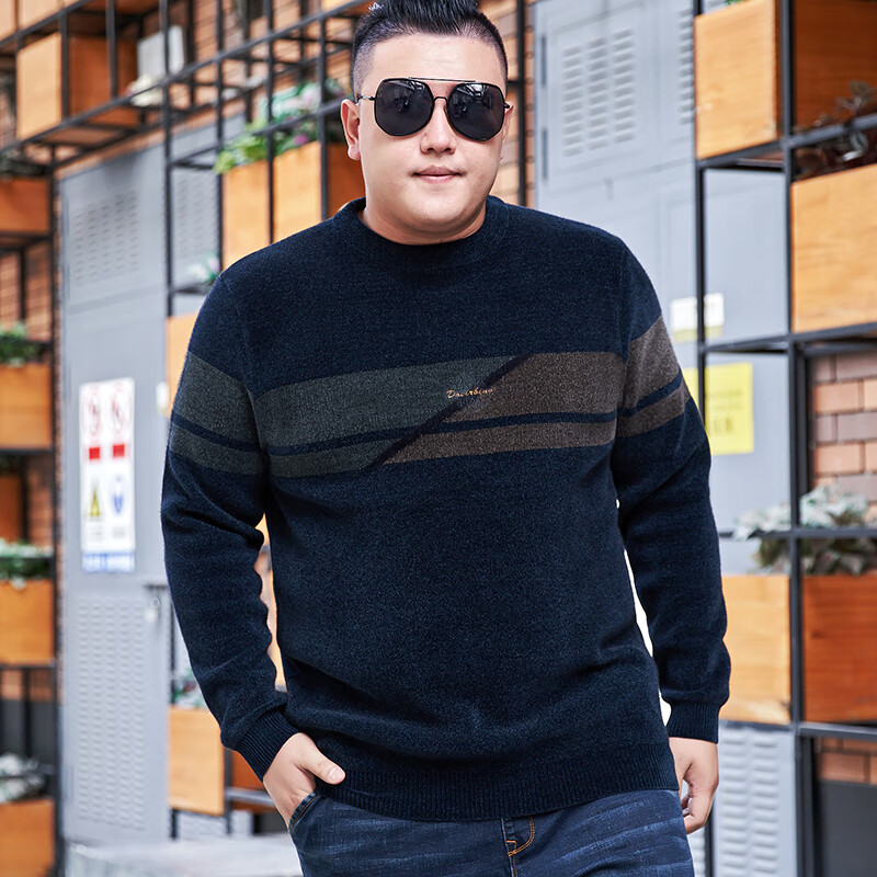 毛衣加肥加大胖哥加厚保暖宽松肥佬上衣 kla1802哈青 2xl 140160斤