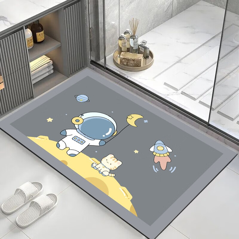 吸水垫卫浴软硅藻泥卫生间厕所门口脚垫防滑垫家用小毯子 太空小飞人