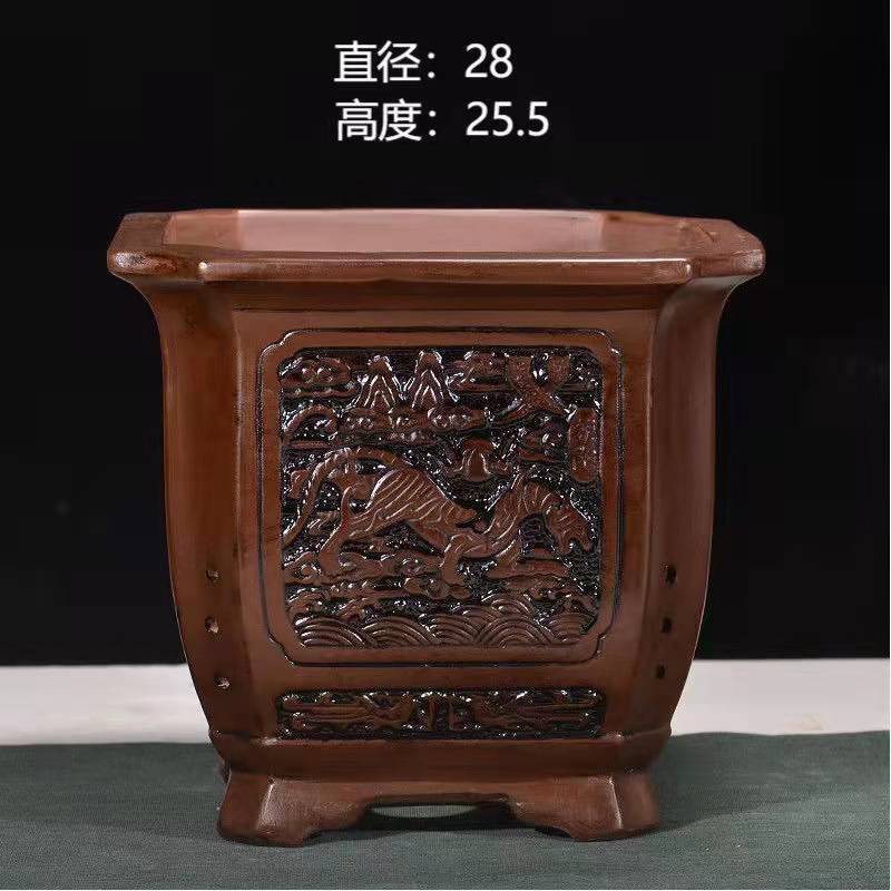 园艺好货】中国风紫砂兰花花盆君子兰陶瓷特大号大号特价清仓批发兰花