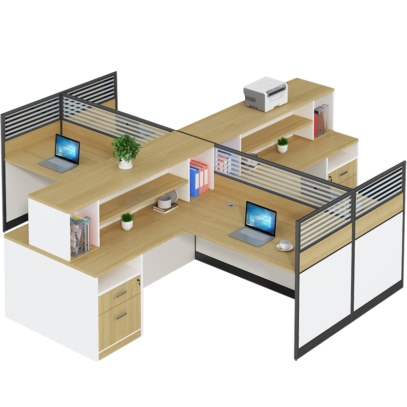 安美诚办公家具屏风职员办公桌椅组合员工工位四人位电脑桌椅套装卡座简约现代L型单人位含柜【不含椅】