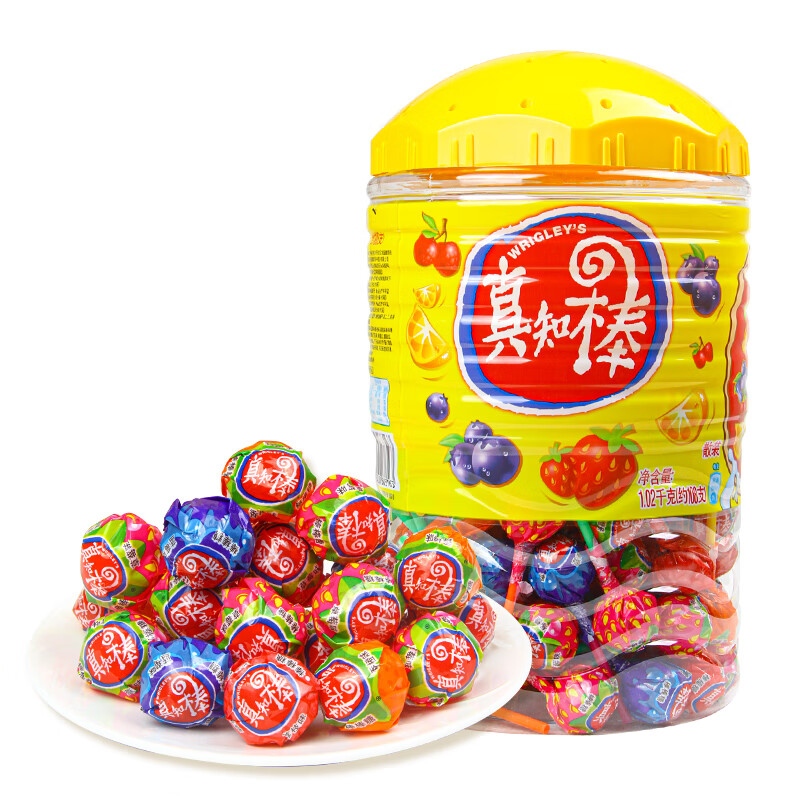 真知棒棒棒糖108支桶装网红糖果水果糖怀旧小零食喜糖礼物教师节 综合