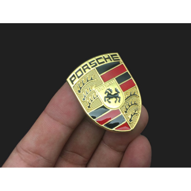 车标贴方向盘标个性标志贴金属车标贴法拉利叶子板标 保时捷小号一个