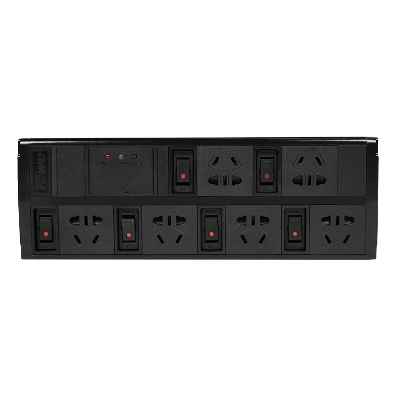 TOWE 同為多位防雷桌面PDU插排防浪涌抗電涌插座電競排插快充插座單雙排拖線板帶usb 6位分控+防雷 APZ-1026K6S