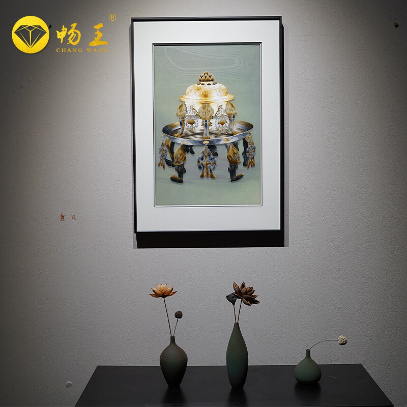 一言九鼎四平八稳刺绣茶室工艺品卧室刺绣装挂画软装中式苏绣作品餐厅