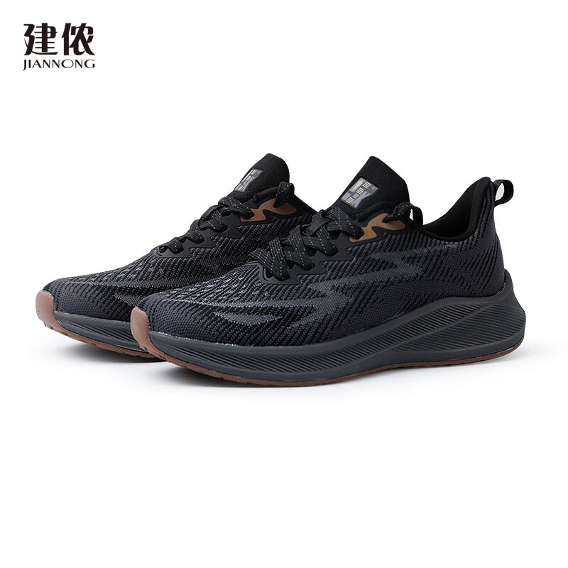 建侬男女款舒适透气百搭运动休闲鞋x528 黑灰 36