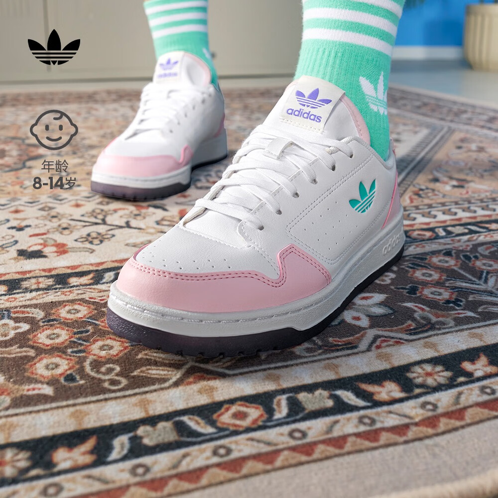 adidas阿迪达斯官方三叶草NY 90 J女大童儿童经典运动板鞋小白鞋 白/粉/橘/蓝 37(230mm)怎么样,好用不?