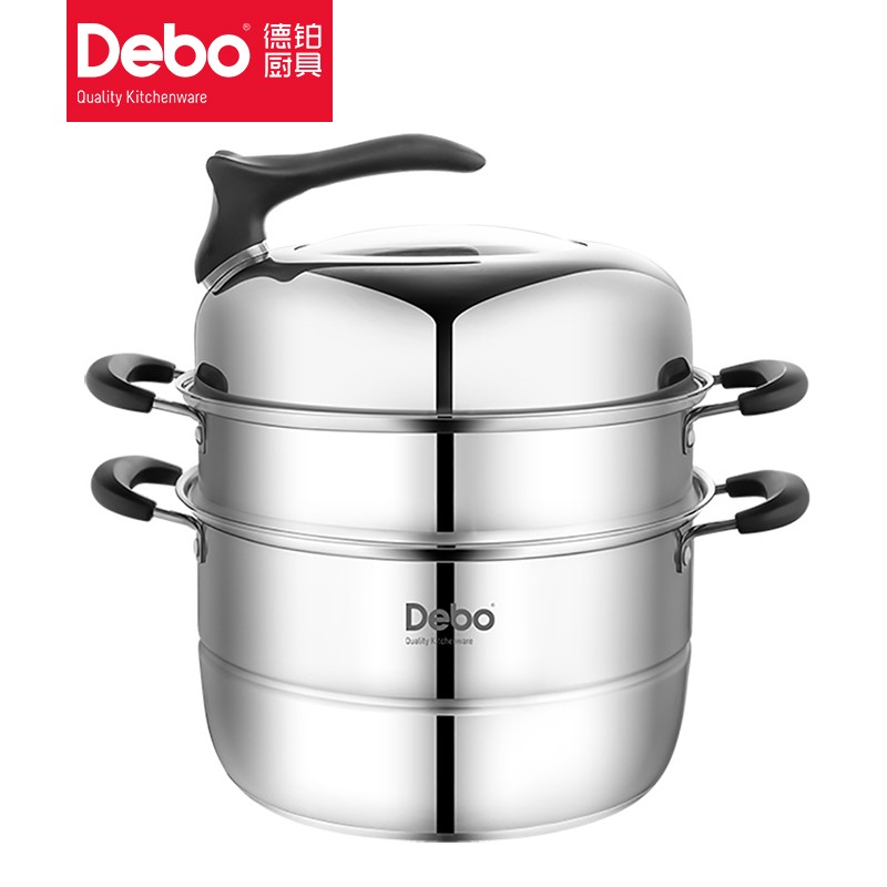 Debo 德铂尼克尔蒸锅汤锅304不锈钢二层蒸锅明火电磁炉通用28cm