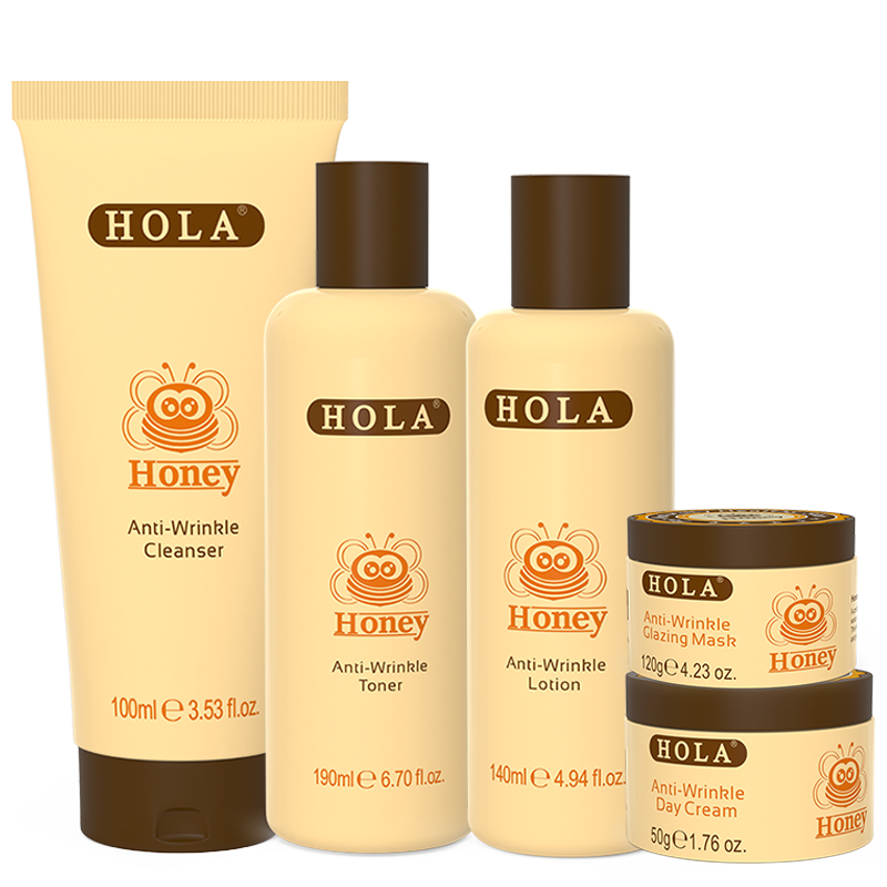 赫拉赫拉蜂蜜青春緊致套裝補水保濕緊致護膚品 洗面奶+水+乳+精華+晚霜