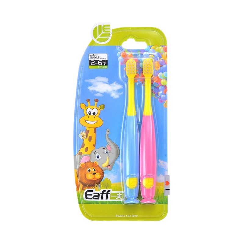 一夫(Eaff)儿童牙刷2-6/7-15岁护龈里特棉小头细软毛幼儿小孩男童女童套装 (2-6岁) 6支 3卡 2支装