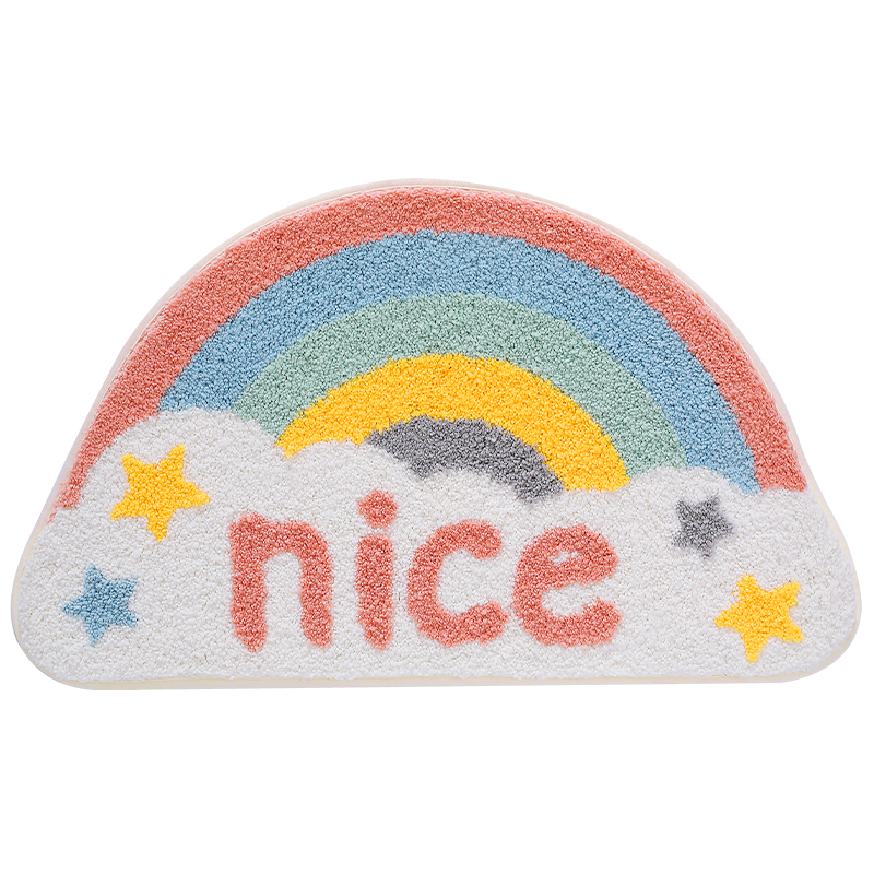 大江 植绒浴室地垫卫浴 防滑吸水脚垫半圆45x75cm