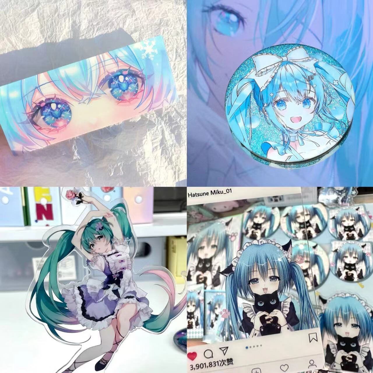 篝火之家初音未来周边miku光栅卡创意wink眼睛条桌面装饰二次元周边