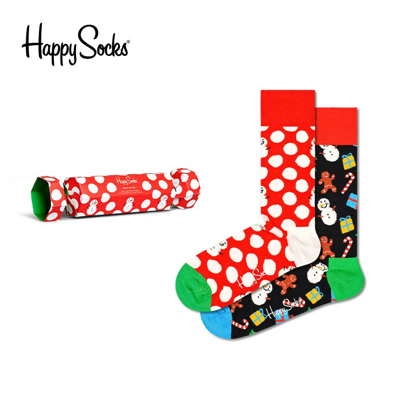 Happy Socks秋冬季款袜子女男袜多巴胺璀璨星星袜中筒袜圣诞时尚礼盒 欢乐雪人 2双 M 36-40 京东折扣/优惠券