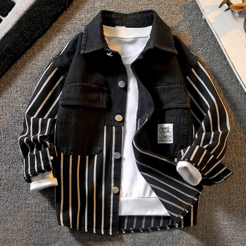 石头小猪童装男童外套2023新款长袖衬衫儿童春季春秋款衬衣中大童洋气