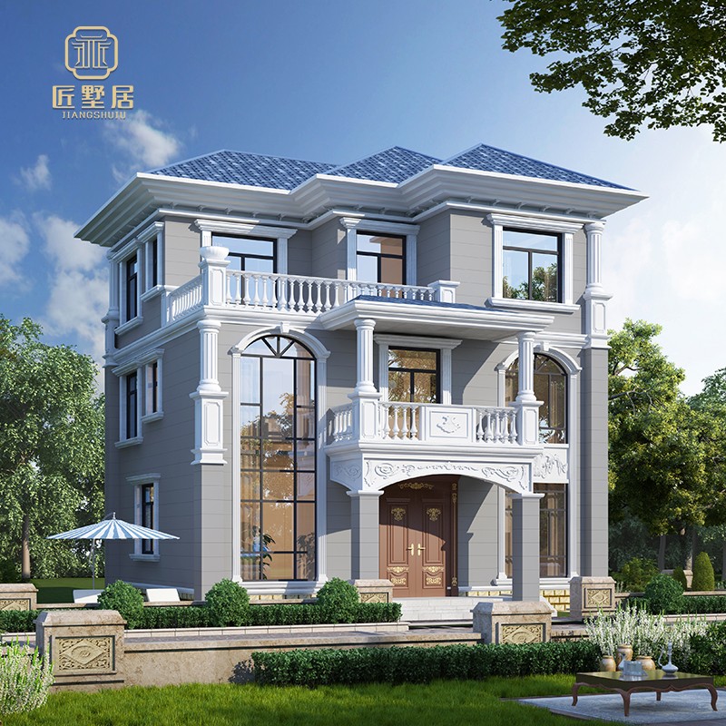 匠墅居 农村自建房设计图小户型别墅设计图纸三层经济型小洋房带阳台