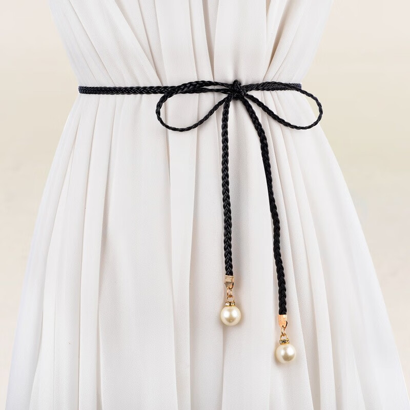 叕二叕 连衣裙腰带配饰编织腰带腰链女夏装饰百搭时尚仿珍珠腰链细