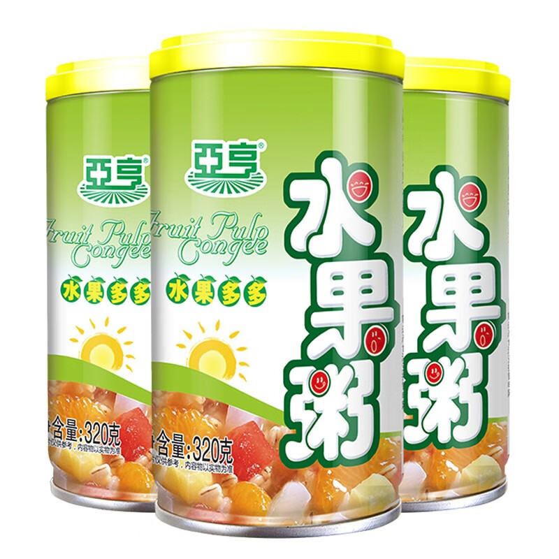 亚亨水果粥即食罐头320g*12罐方便速食学生早餐休闲年货