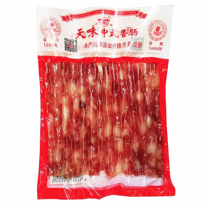 天味香肠小香肠85g广味冰糖肠甜味腊肠烧烤串串冒菜火锅店煲饭原料