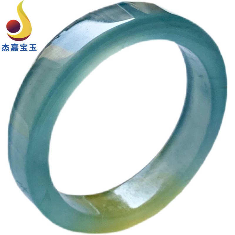 杰嘉宝玉  原创翡翠蓝水戒圈冰种方戒情侣指环男女款礼物带证书 其他尺寸支持定做不退不换