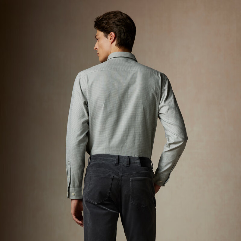 Scofield【新疆棉】男士24年秋季新款千鸟格时尚休闲商务长袖衬衫 灰色 L (175)