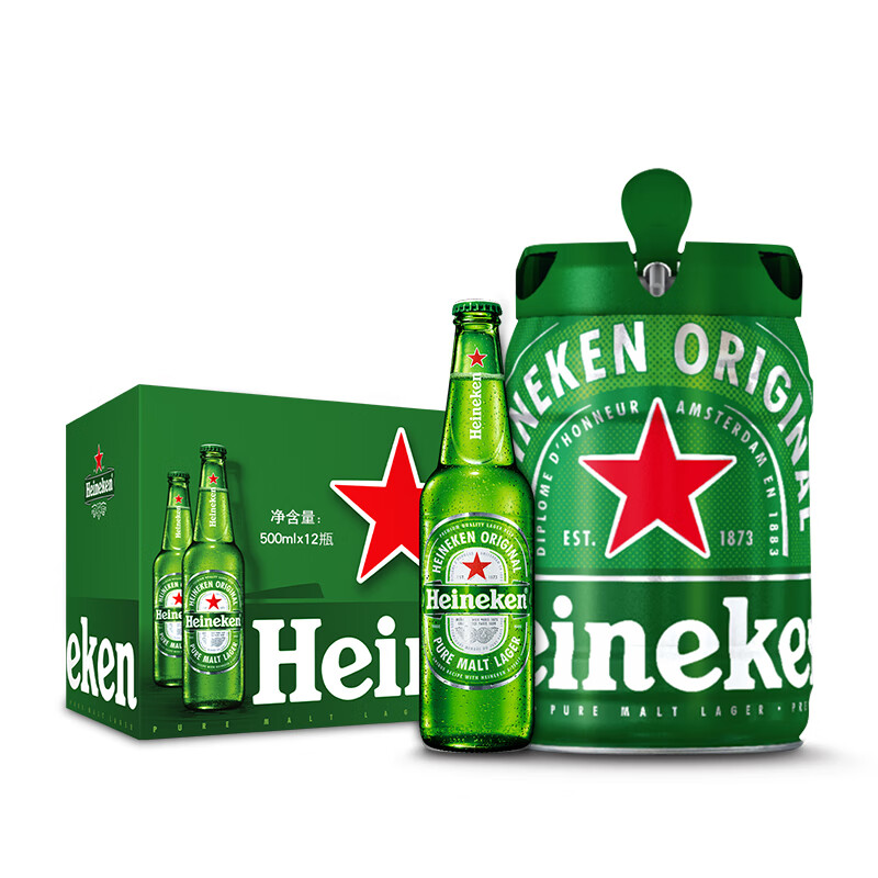 喜力铁金刚5L桶装+经典500ml*12瓶组合套装