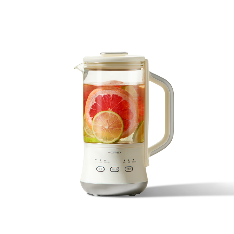 HOPEX希行 迷你养生壶 多功能煮茶器 玻璃烧水壶 mini小型静音恒温办公室 米白色 0.6L