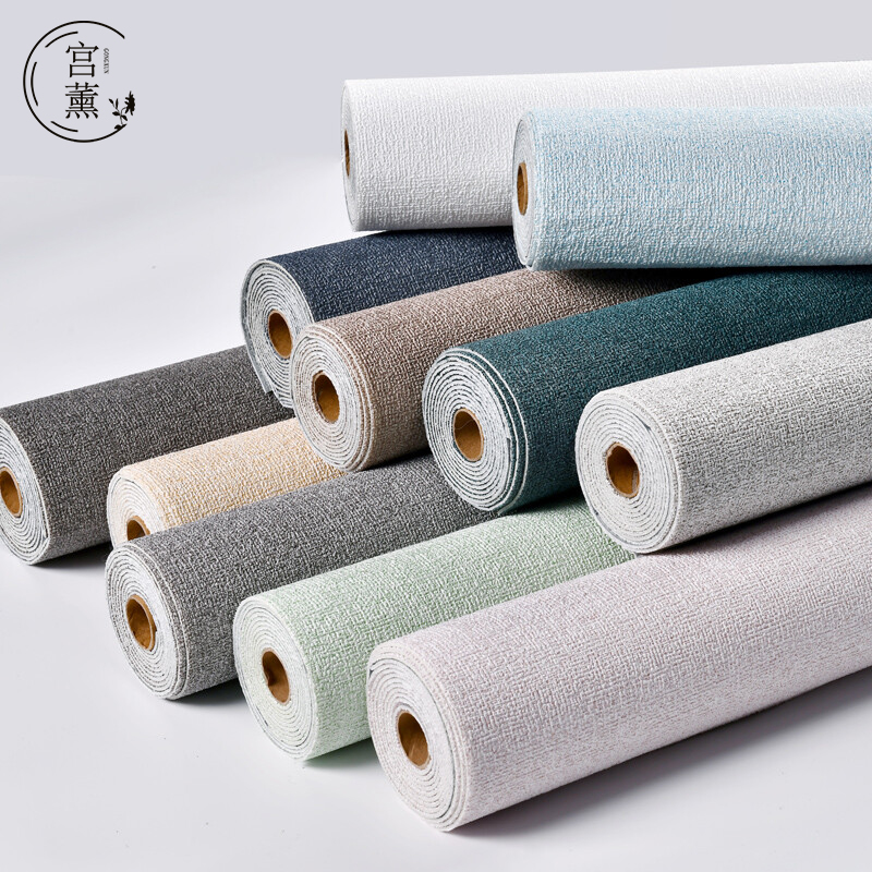 宫薰墙纸自粘亚麻纹理墙贴家具翻新宿舍墙壁装饰贴纸米色60*500SN2528 亚麻白0.5*2.8m