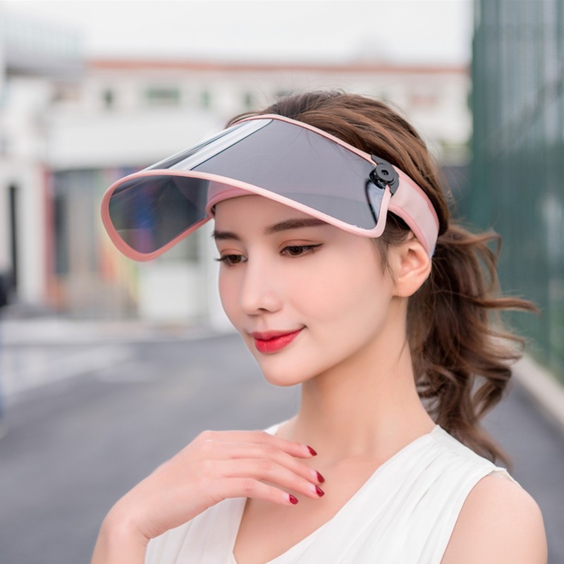 栀锦大镜片遮阳帽夏女士休闲太阳帽防飞沫空顶帽透气大沿帽骑行帽子 黑色 适合56-58cm头围左右