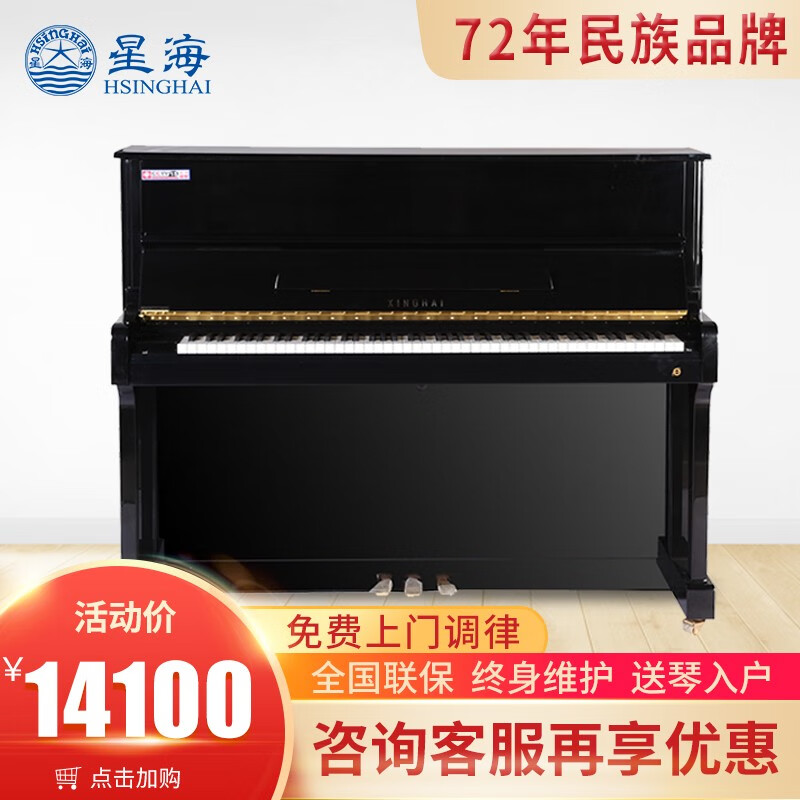 星海（XINGHAI）钢琴E系列家用成人专业演奏级立式钢琴初学者考级教学钢琴 E118LE家用教学