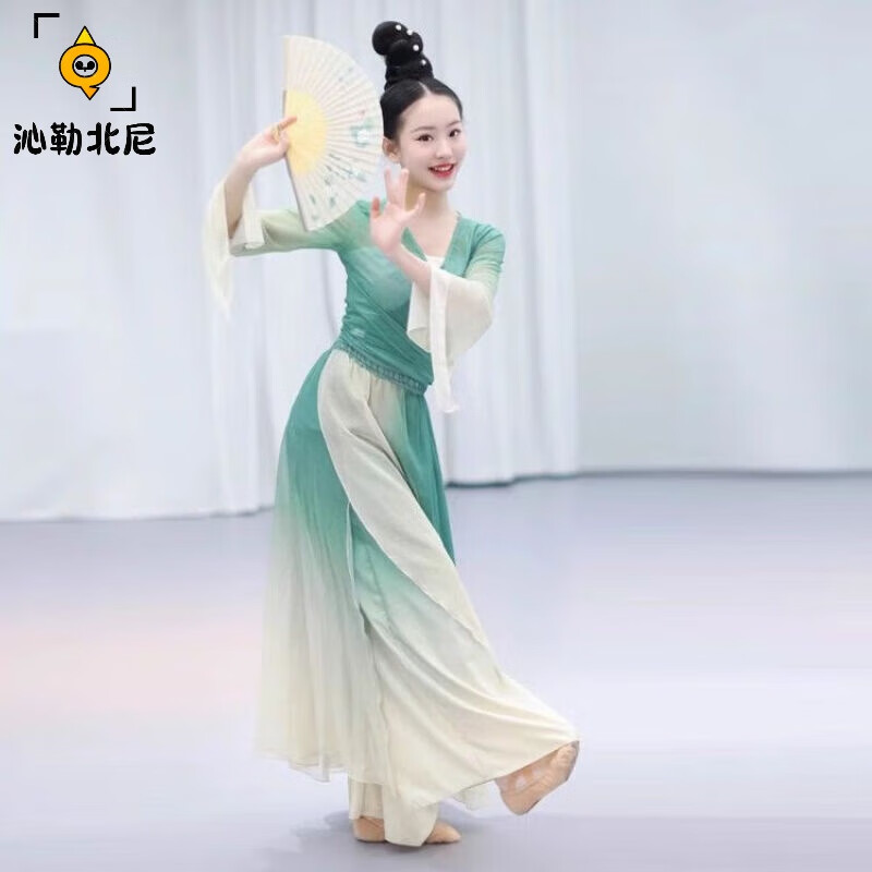 沁勒北尼儿童古典舞蹈服中国舞演出服女童唯美渐变色飘逸纱衣民族舞