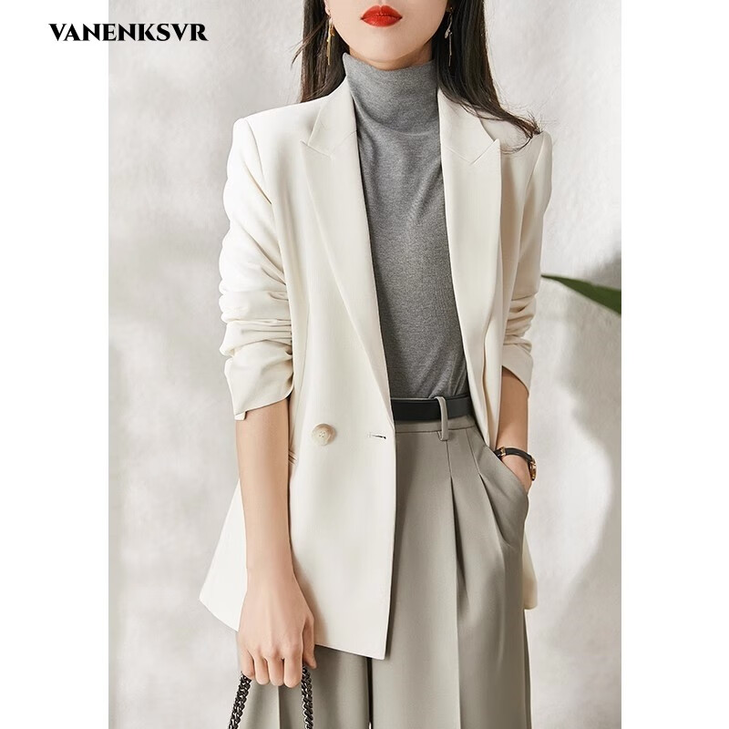 梵恩萨轻奢品牌 精英感西装 垂韧挺括三醋酸气质显瘦双排扣西服外套女