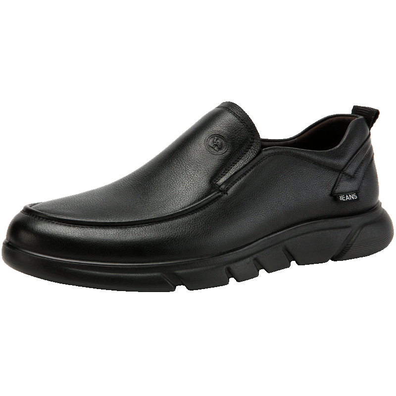 骆驼牌 皮鞋男士商务休闲鞋软底软皮爸爸懒人鞋子W932263660黑色38