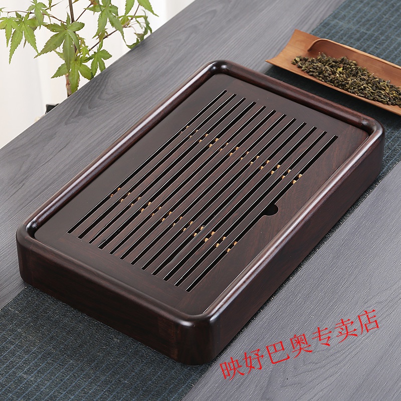 鸡翅木茶盘 鸡翅木实木茶盘家用大号茶台功夫茶具套装茶海托盘排水储