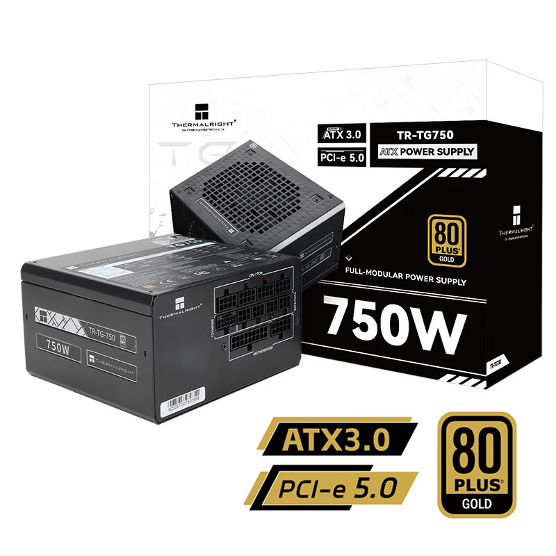 利民(利民)  额定750W TR-TG750 ATX3.0电源 金牌全模组 原生PCIE5.0 全日系电解电容 14CM小机身