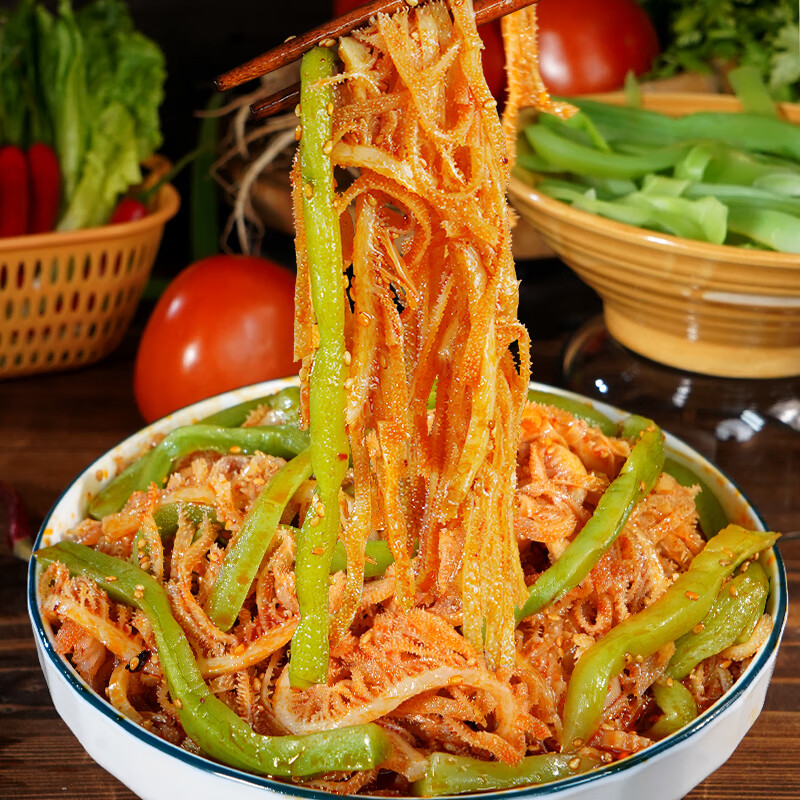 肖三婆红油冷吃千层贡菜双拼600g*1袋开袋速食凉拌新鲜网红美食源头直发