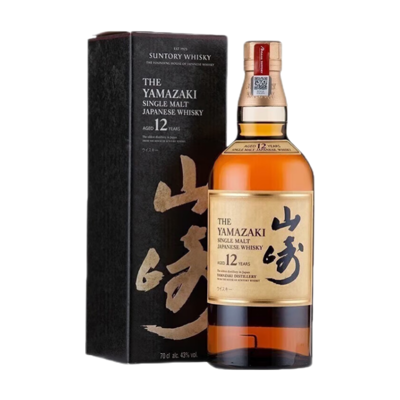 山崎行货山崎/白州/响威士忌宾三得利公司货单一麦芽日本威士忌洋酒 山崎12年【礼盒】700mL1瓶