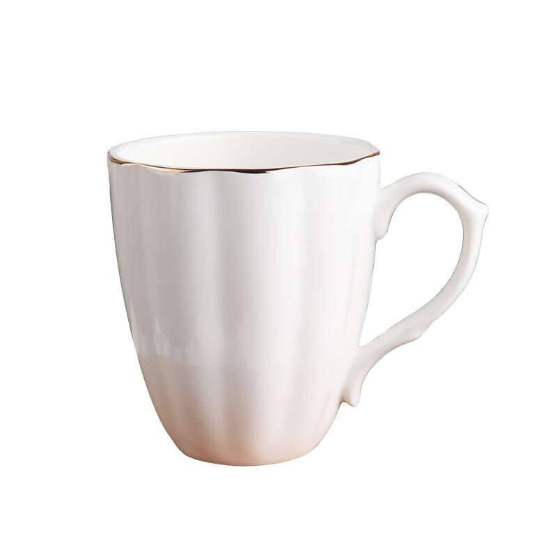 錦鳯锦凤骨瓷咖啡杯碟景德镇欧式简约咖啡套具矮 咖啡杯一杯一碟1勺 金边南瓜杯单只