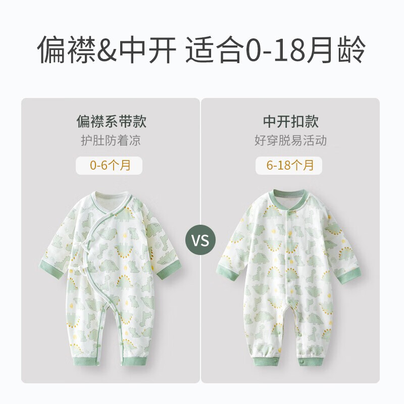 贝肽斯婴儿连体衣夏季新生儿衣服春宝宝打底纯棉长袖哈衣室内爬行服 晴岛之歌-四季 73cm