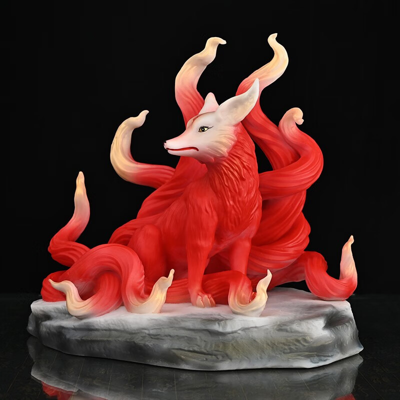 梵泽福九尾狐仙像 狐仙娘娘神像摆件 红色 高11cm