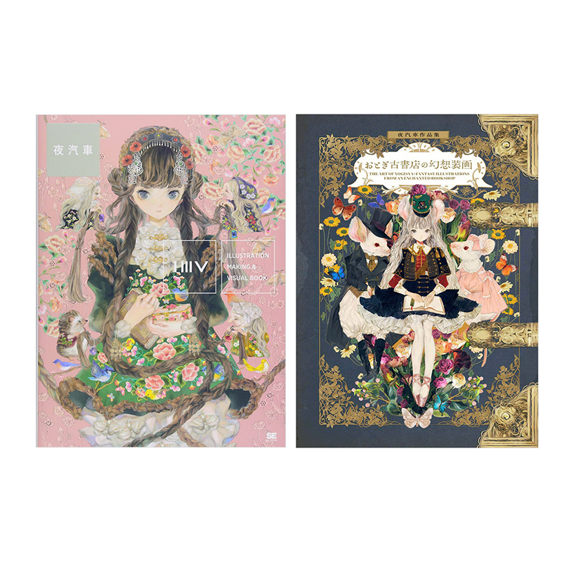 【现货】日文原版夜汽车作品集插画集两本组合 ACG日系少女 童话古书店的幻想插画书籍进口
