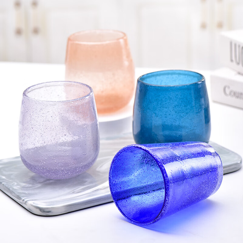 法蘭晶创意彩色气泡玻璃杯家用客厅网红女夏水杯饮料杯茶水杯子玻璃杯