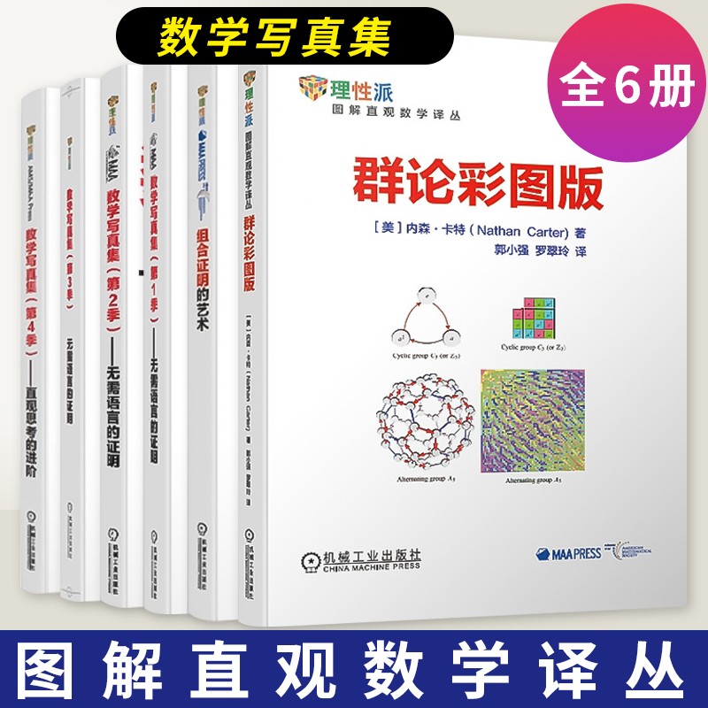 数学写真集全6册 第1-3季无需语言的证明+第4季直观思考的进阶+组合证明的艺术+群论彩图版图解数学