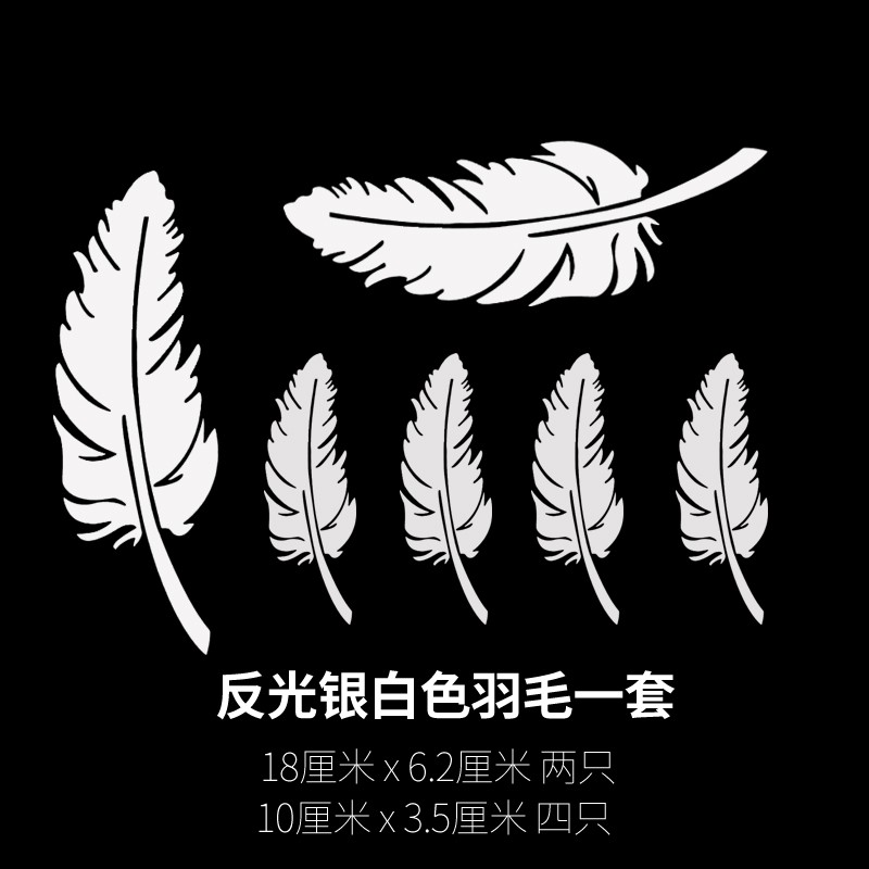 摩托车划痕遮掩车用遮挡刮痕贴纸 车身防晒 a款反光银白色羽毛一套