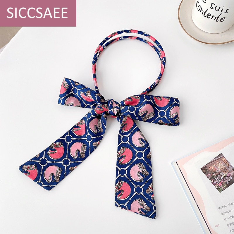 siccsaee 2024年网红飘带发箍女碎发带头发头箍轻奢压发 1#粉蓝撞色