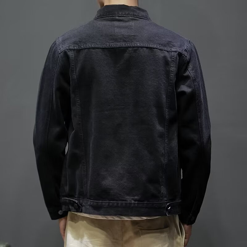 男装冬立体暗纹提花翻领拉链休闲外套茄克男式夹克